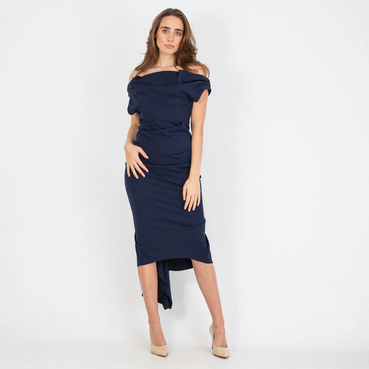 Sian Drape Dress Navy