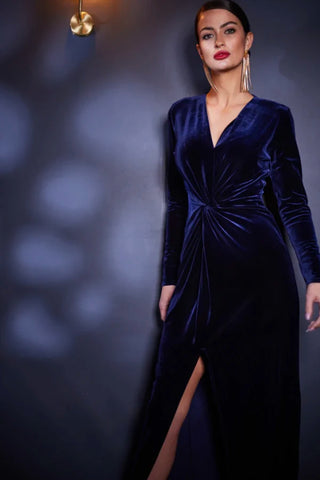 WOLF & BADGER - Royal Velvet Knot Dress - Designer Dress hire