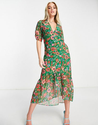 HOPE AND IVY - Button Front Tea Dress - Designer Dress hire