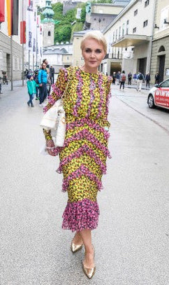 Saloni - Victoria Ruffled Midi Dress - Designer Dress hire