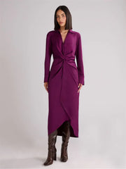 Ro&Zo - Satin Twist Front Shirt Dress - Designer Dress Hire