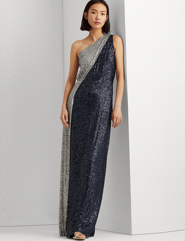RALPH LAUREN - Two Tone Sequin Gown - Designer Dress hire