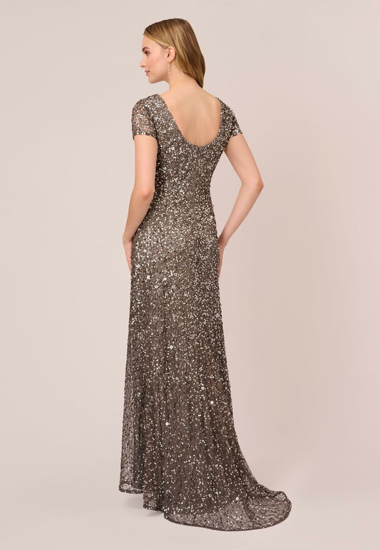 Scoop Back Sequin Gown