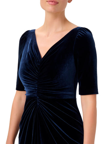 ADRIANNA PAPELL - Ruched Velvet Midnight Gown - Designer Dress hire