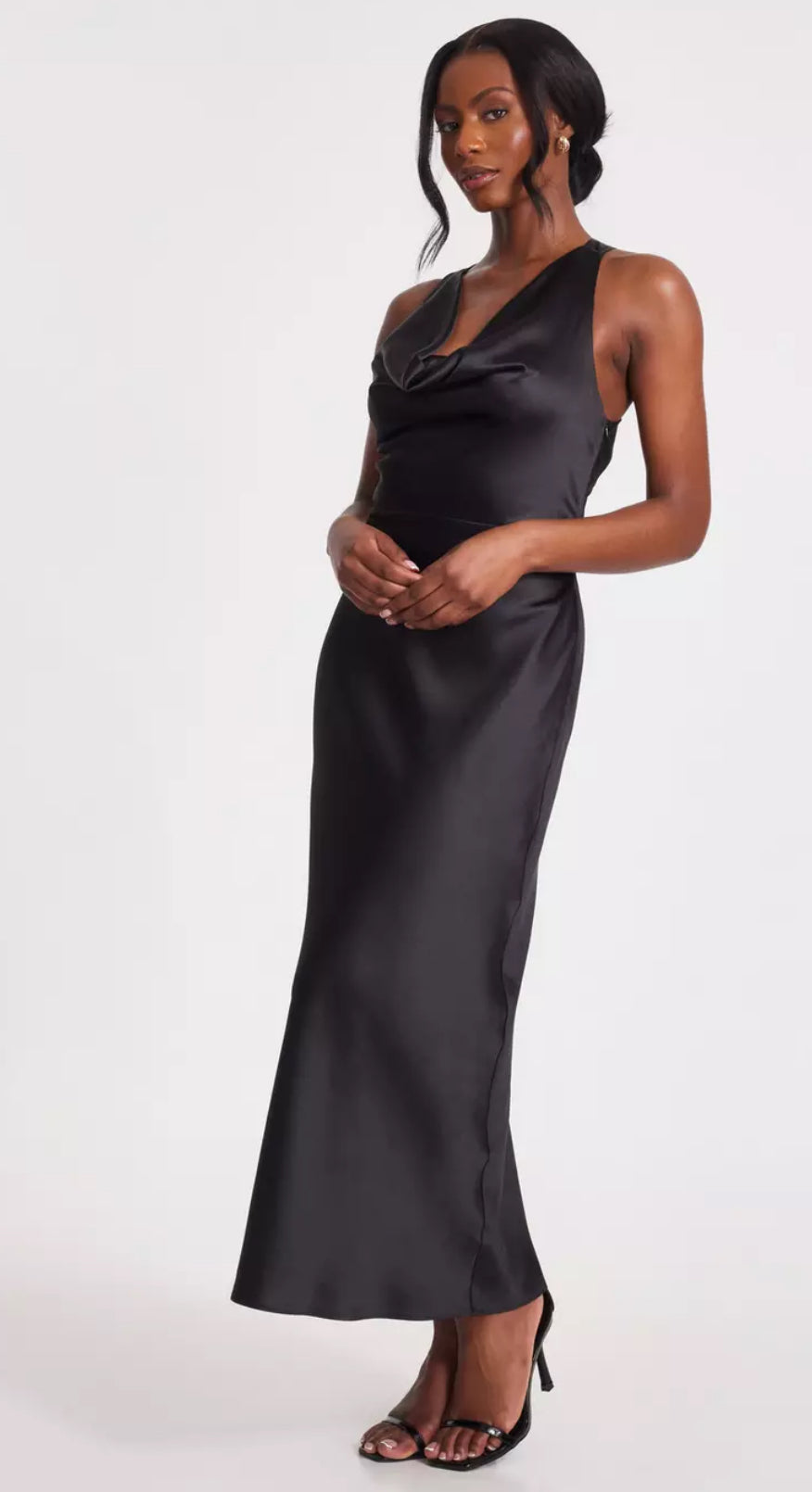 Black Satin Midaxi Dress