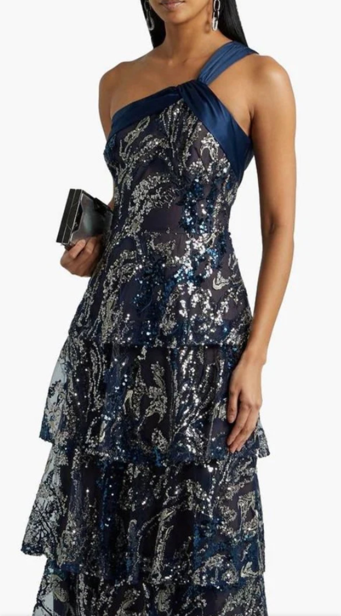 Metallic Floral Layered Gown