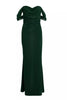 QUIZ - Petite Green Chiffon Bardot Dress - Designer Dress hire