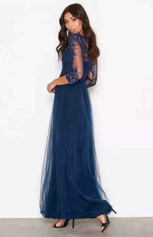 CHI CHI LONDON - Petite Saskia Navy Lace Dress - Designer Dress hire