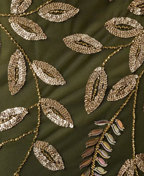 Sage Beaded Halterneck Gown