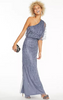 ADRIANNA PAPELL - Art Deco Shoulder Gown Blue - Designer Dress hire