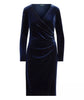 RALPH LAUREN - Navy Velvet Surplice Dress - Designer Dress hire