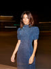 Ro&Zo - Petite Harriet Teal Sparkle Jersey Dress - Designer Dress hire
