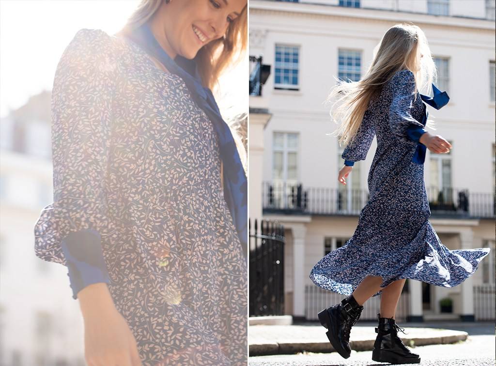 Sandhya Navy Floral Dress