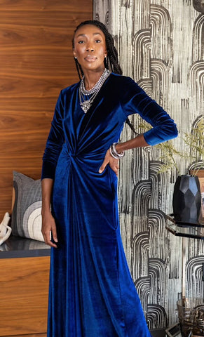 WOLF & BADGER - Royal Velvet Knot Dress - Designer Dress hire