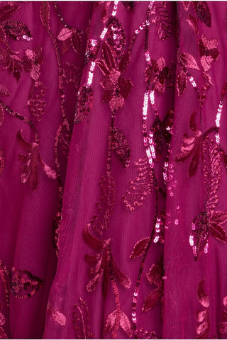Goddiva - Magenta Embroidered Maxi Dress - Designer Dress hire