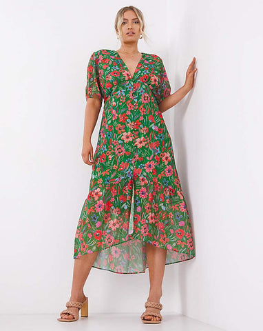 HOPE AND IVY - Button Front Tea Dress - Designer Dress hire