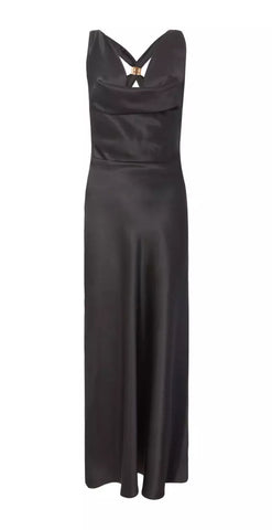 QUIZ - Black Satin Midaxi Dress - Designer Dress hire