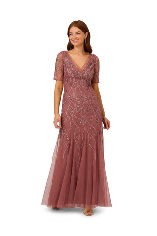 ADRIANNA PAPELL - Beaded covered gown - Designer Dress hire