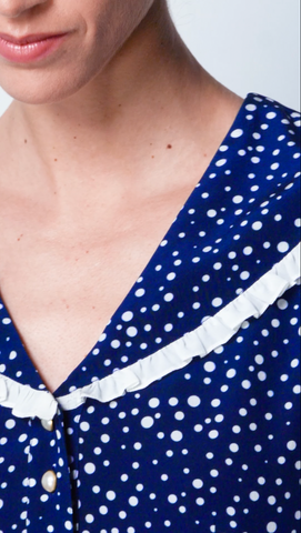 BEULAH - Romily Navy Polka Dress - Designer Dress hire