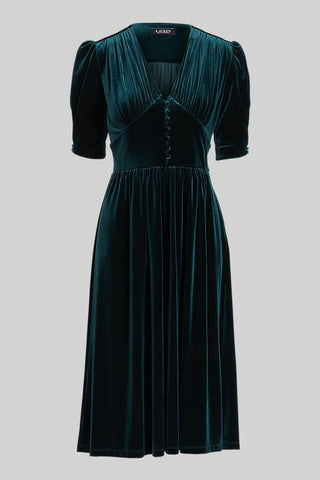 RALPH LAUREN - Black Velvet Vinyam Party Dress - Designer Dress hire