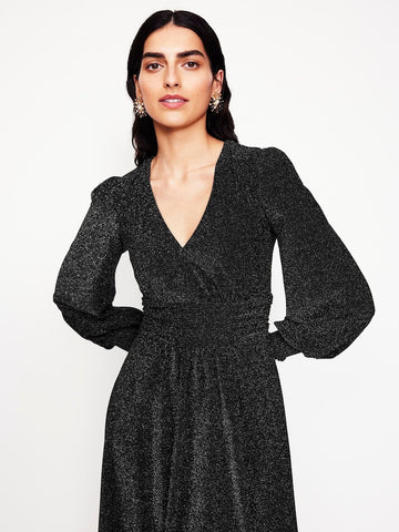 Boden - Black Daphne Metallic Dress - Designer Dress hire