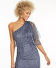 ADRIANNA PAPELL - Art Deco Shoulder Gown Blue - Designer Dress hire