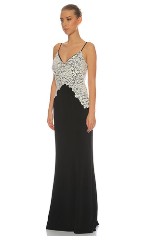 RALPH LAUREN - Lace Bodice Evening Dress - Designer Dress hire