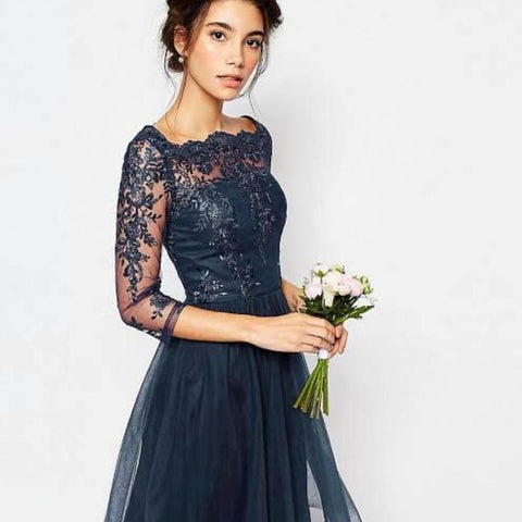 CHI CHI LONDON - Petite Saskia Navy Lace Dress - Designer Dress hire