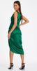 QUIZ - Emerald Green Satin Midi Dress - Designer Dress hire