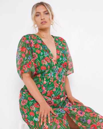 HOPE AND IVY - Button Front Tea Dress - Designer Dress hire
