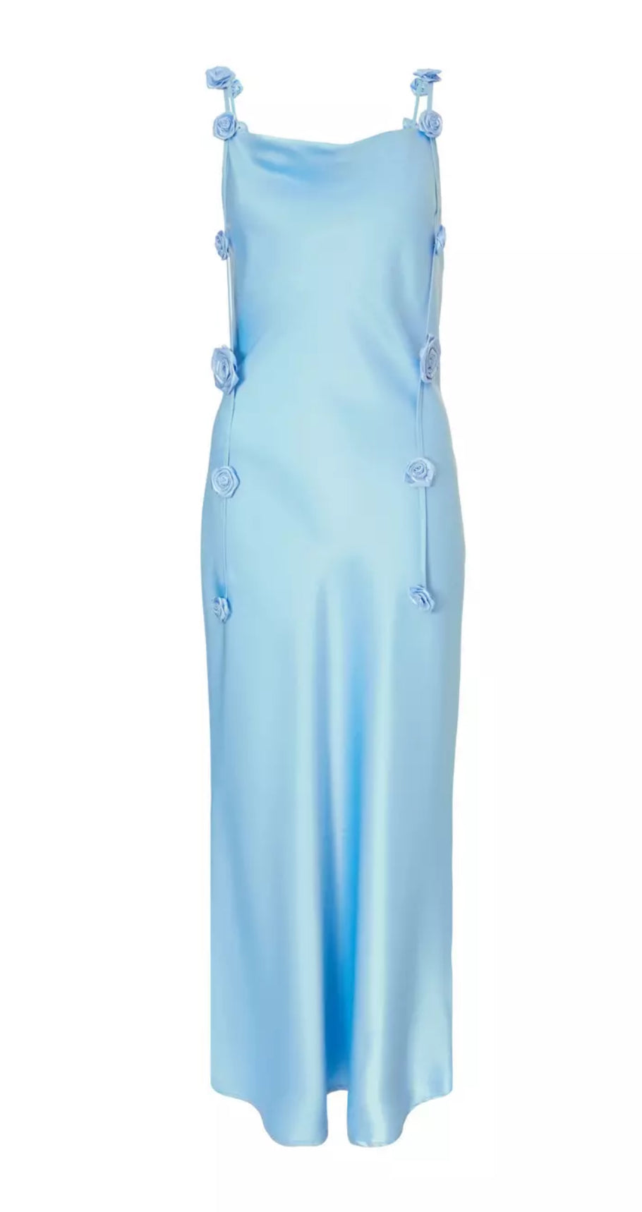 Light Blue Satin Midaxi Dress