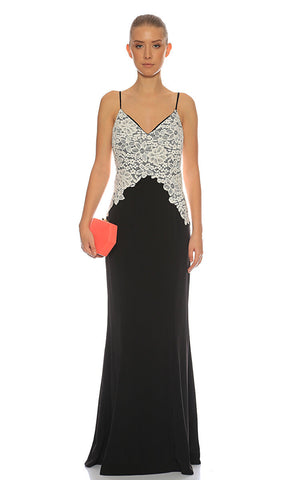 RALPH LAUREN - Lace Bodice Evening Dress - Designer Dress hire