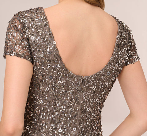 ADRIANNA PAPELL - Scoop Back Sequin Gown - Designer Dress hire