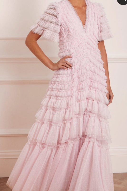 Willow Ruffle V-Neck Gown