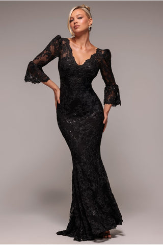 Goddiva - Petite Scalloped Lace Maxi - Designer Dress hire