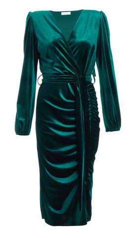 QUIZ - Bottle Green Velvet Dress - Designer Dress hire