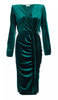 QUIZ - Bottle Green Velvet Dress - Designer Dress hire
