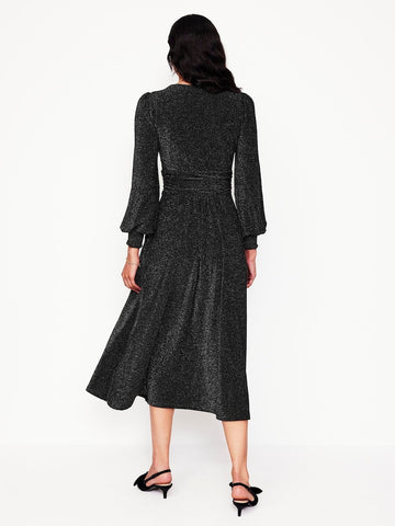 Boden - Black Daphne Metallic Dress - Designer Dress hire