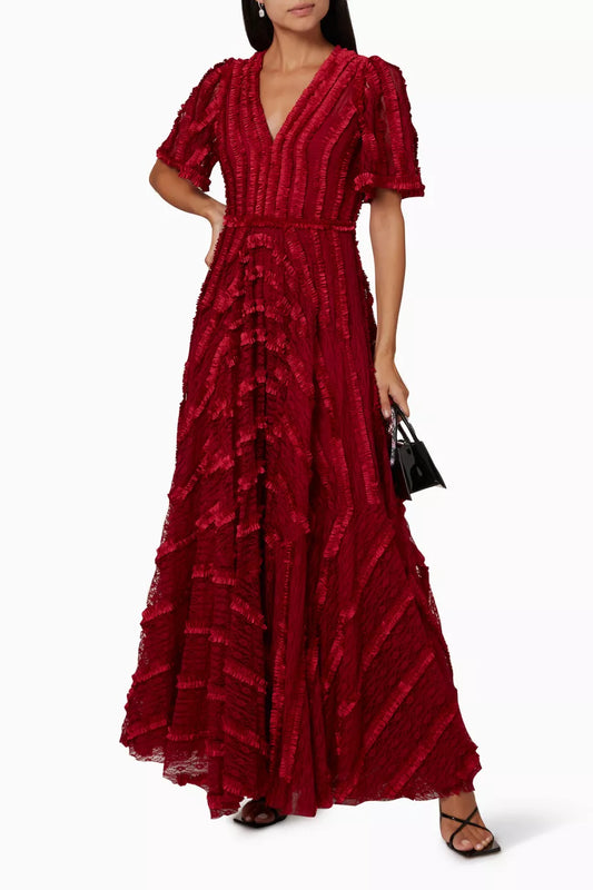 Ruffle Red Maxi Dress