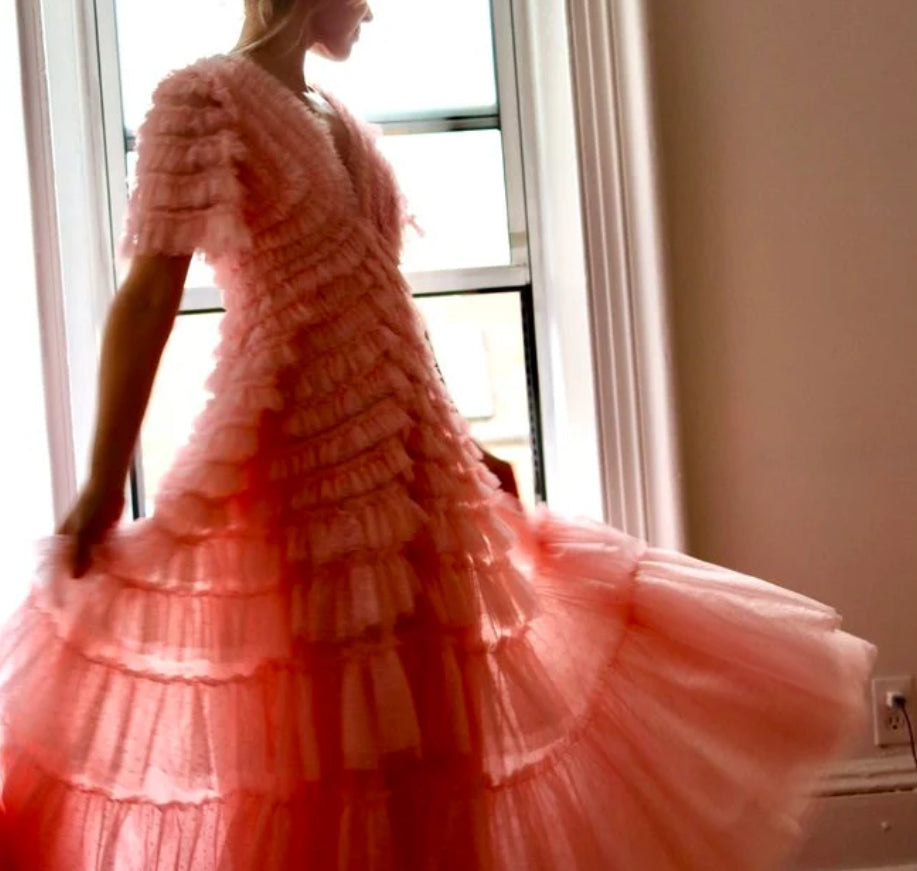 Willow Ruffle V-Neck Gown