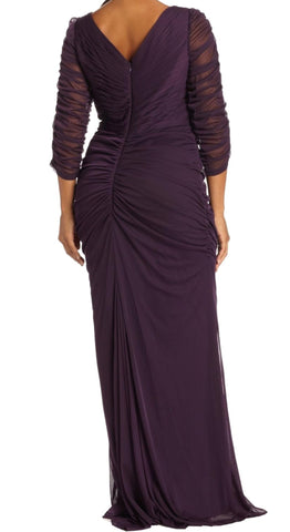 ADRIANNA PAPELL - Ruched Purple Gown - Designer Dress hire