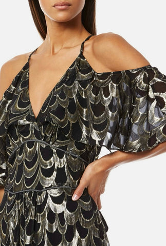 PERSEVERANCE LONDON - Ruffled Metallic Gown - Designer Dress hire