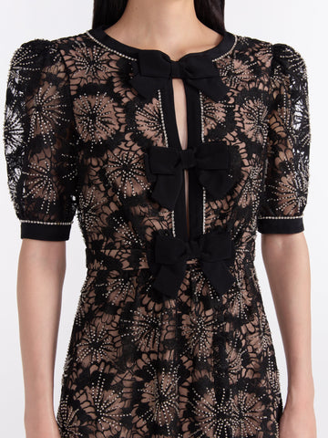 Saloni - Jamie C Embellishment Bows Dress - Designer Dress hire