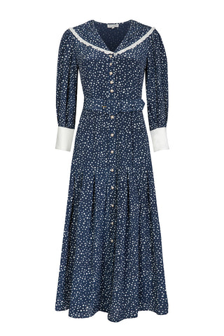 BEULAH - Romily Navy Polka Dress - Designer Dress hire