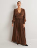 Boden - Metallic Brown Maxi Dress - Designer Dress hire