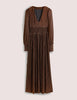 Boden - Metallic Brown Maxi Dress - Designer Dress hire