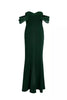 QUIZ - Petite Green Chiffon Bardot Dress - Designer Dress hire