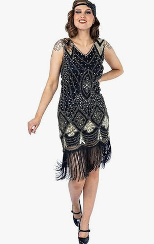 RO ROX - Black Gold Gatsby Dress - Designer Dress hire