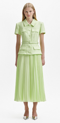 Self Portrait - Lime Boucle Chiffon Dress - Designer Dress Hire