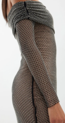 Self Portrait - Rhinestone Fishnet Maxi Dress - Designer Dress hire